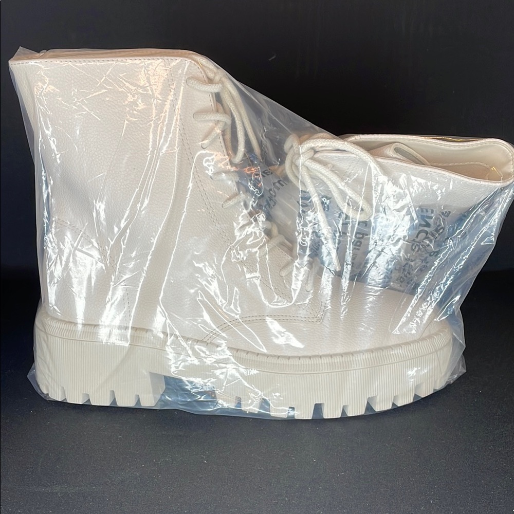 Women's Cream Combat Boots